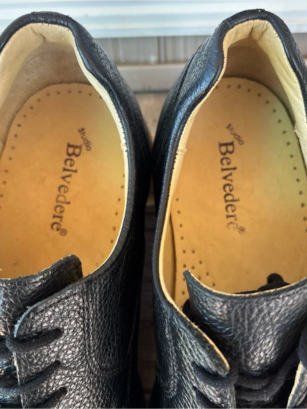 Belvedere Men’s Black Leather Lace-Up Derby Shoes 10 EEE